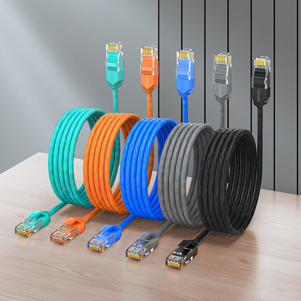 AMPCOM Cat6a 28AWG UTP Patch Cable, Ultra-Slim, LSZH, for High-density Data Center Cabling