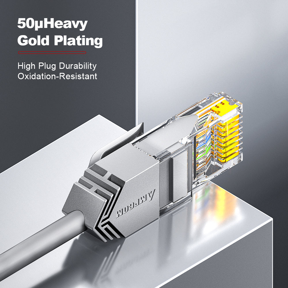 AMPCOM Cat6a 28AWG UTP Patch Cable, Ultra-Slim, LSZH, for High-density Data Center Cabling