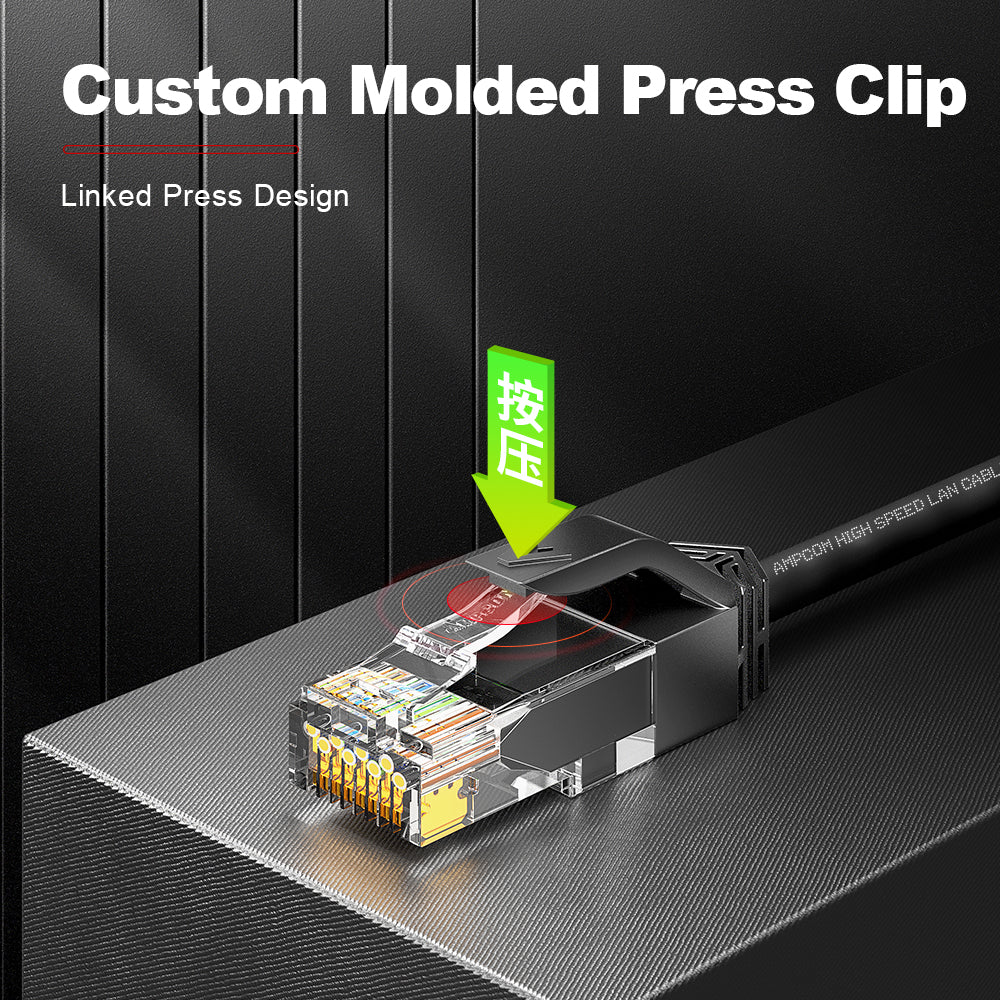 AMPCOM Cat6a 28AWG UTP Patch Cable, Ultra-Slim, LSZH, for High-density Data Center Cabling